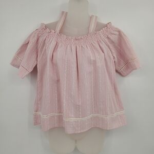 ◇ QED London Pink Off-Shoulder Blouse Size Medium NWT 100% Viscose